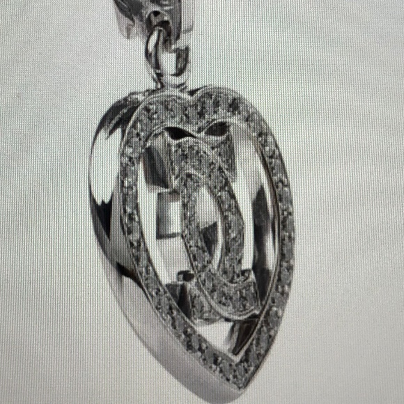 CARTIER 18K White Gold Diamond Heart Double C Pendant Necklace - Picture 2 of 12